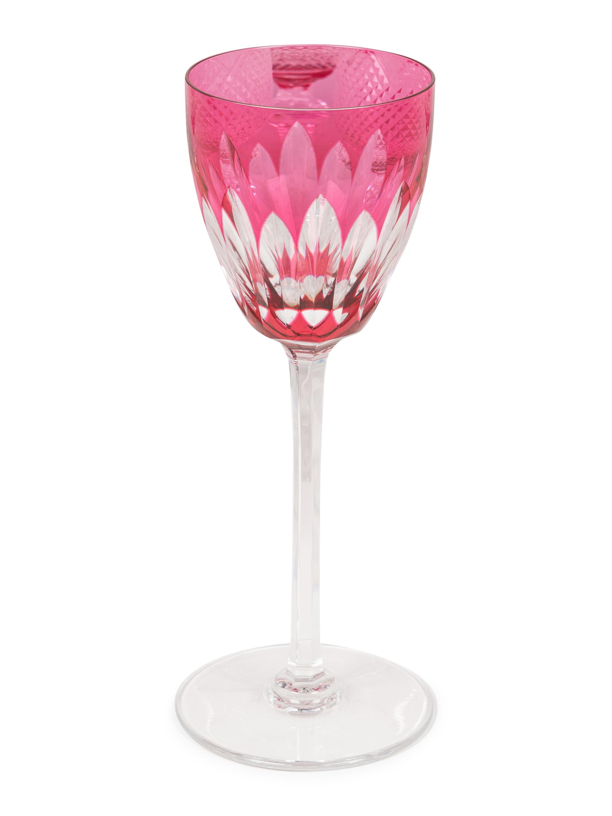 Twenty-Two Baccarat Nonancourt Cranberry Cut-to-Clear Hock Glasses