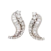 DIAMOND AND PLATINUM SCROLL EARRINGS