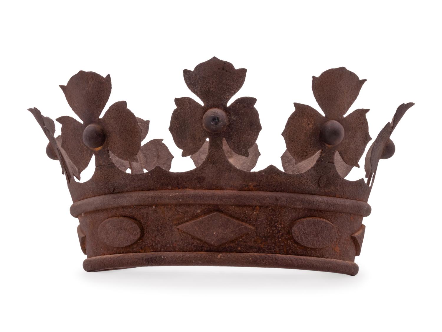 A Cast and Wrought Iron Crown-Form Wall Ornament