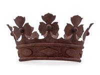 A Cast and Wrought Iron Crown-Form Wall Ornament