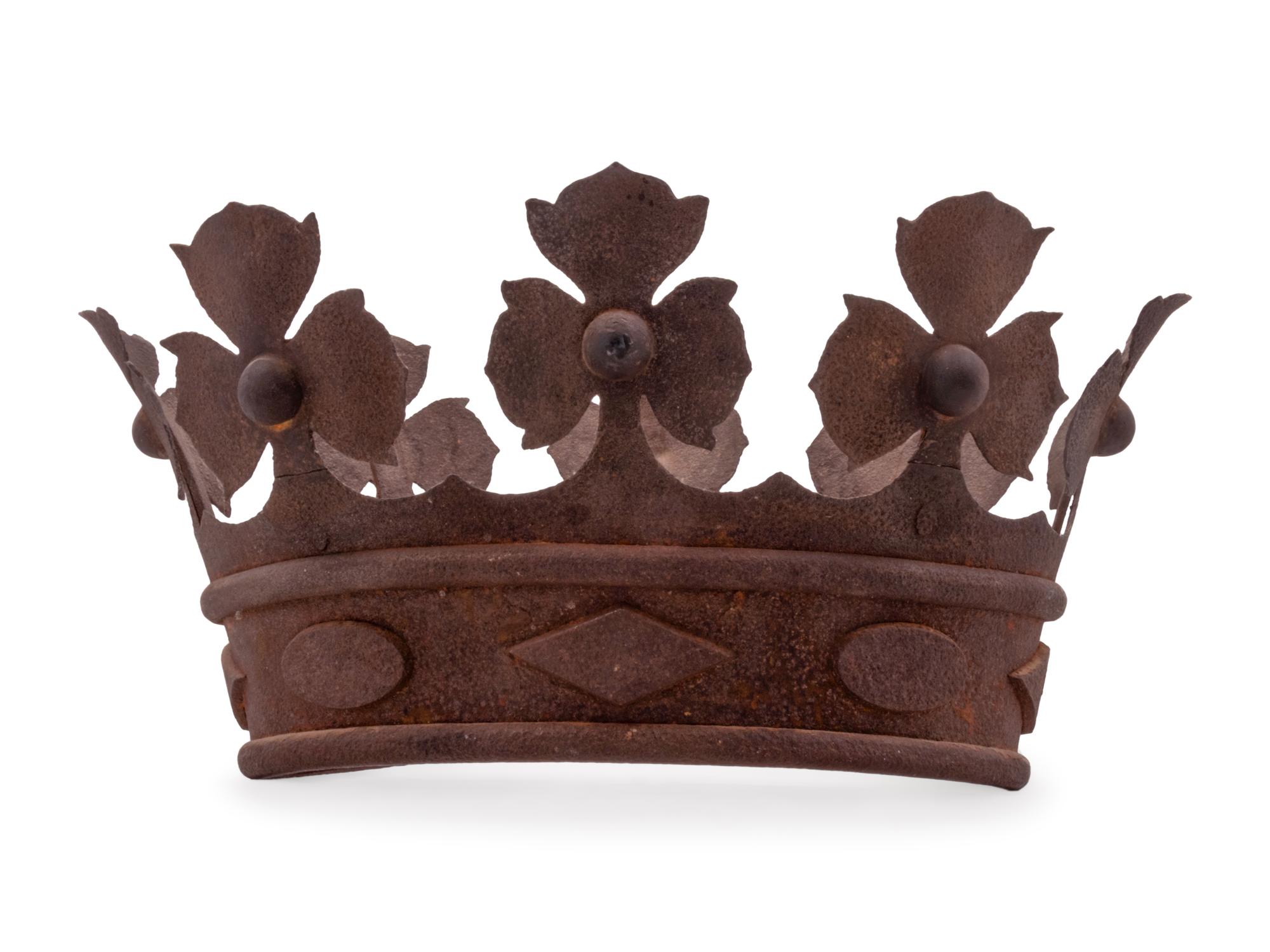 A Cast and Wrought Iron Crown-Form Wall Ornament