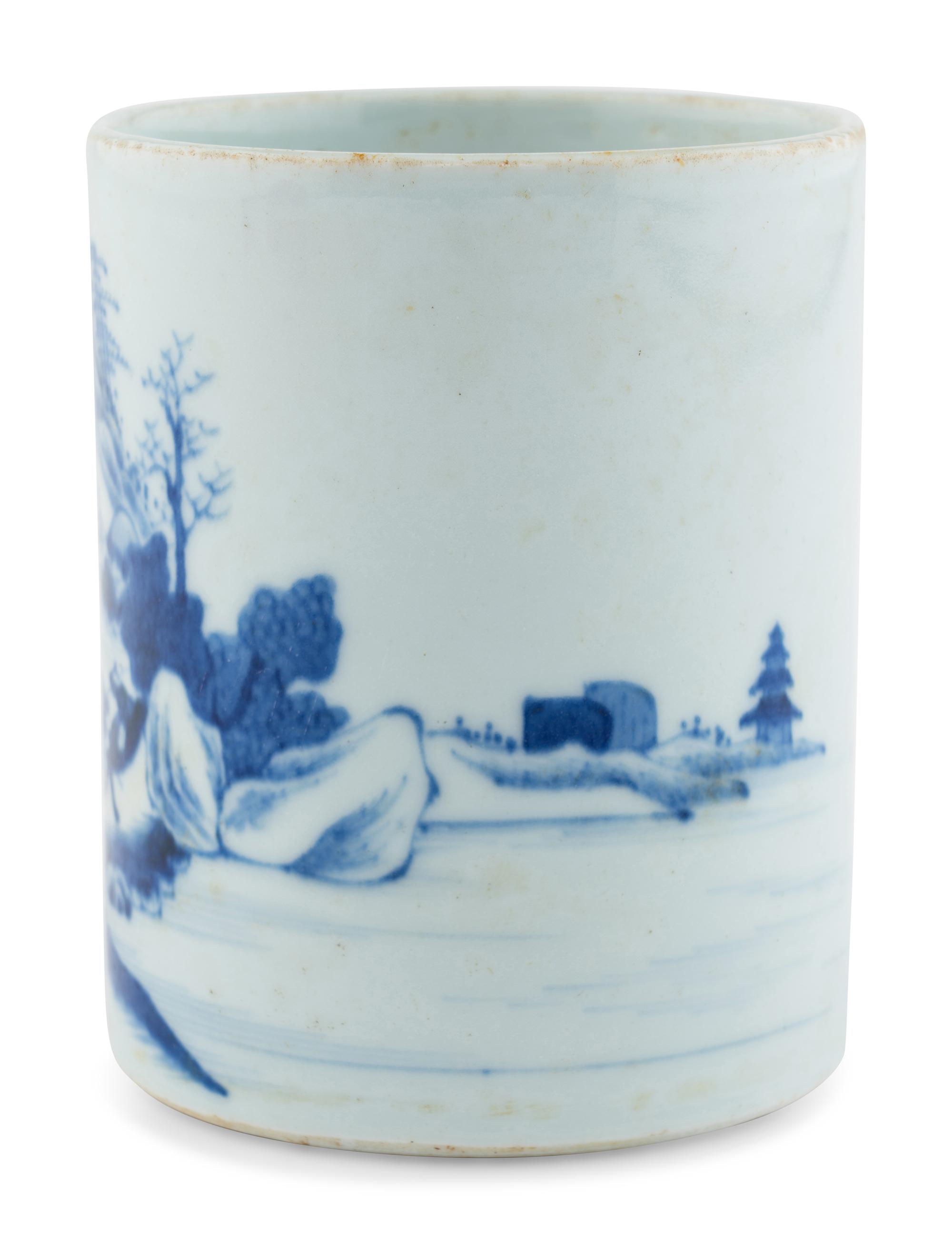 A Chinese Blue and White Porcelain Brushpot