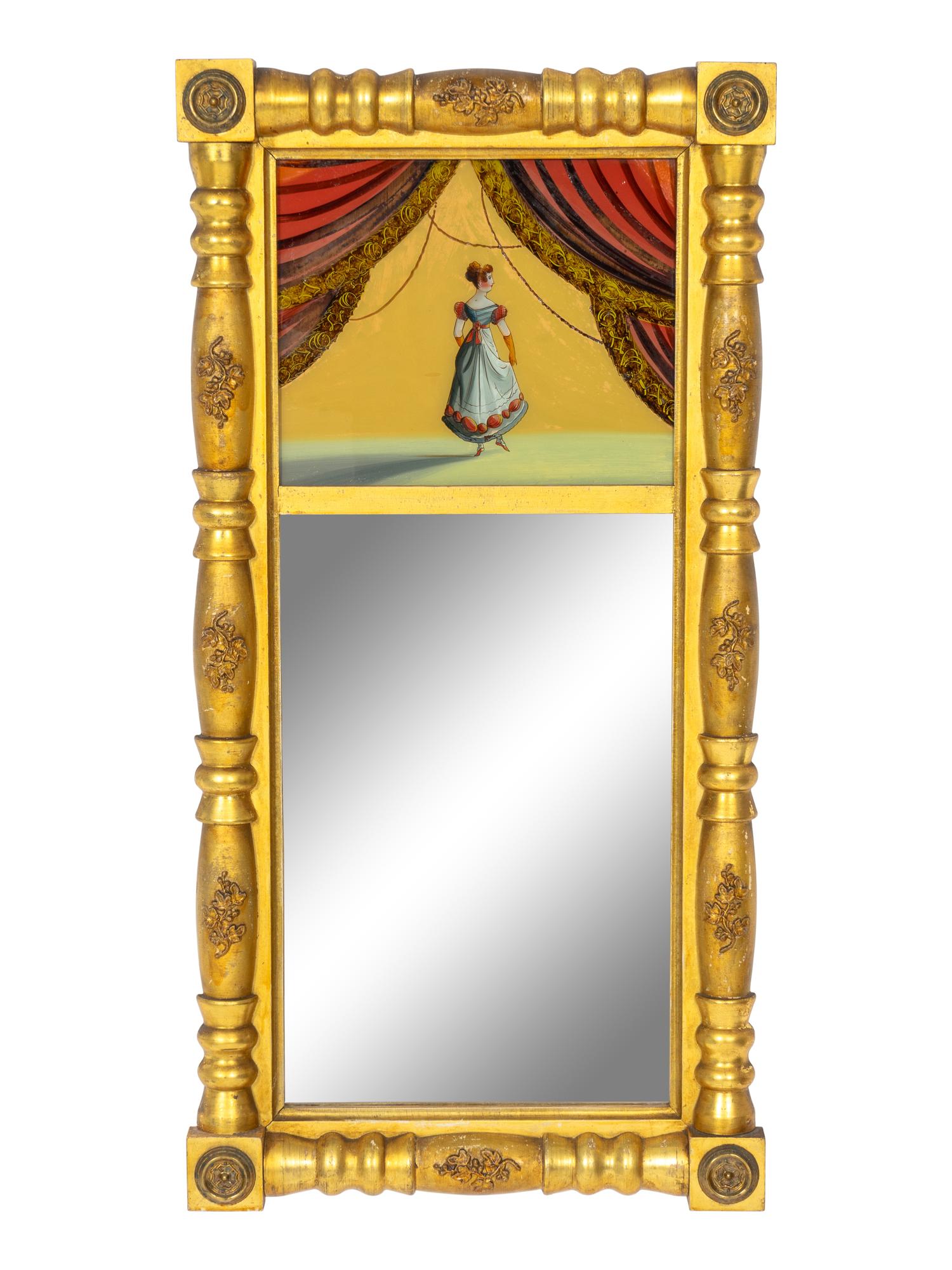 An American Classical Églomisé Inset Giltwood Mirror