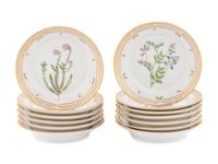 A Set of Thirteen Royal Copenhagen Flora Danica Porcelain Salad Plates