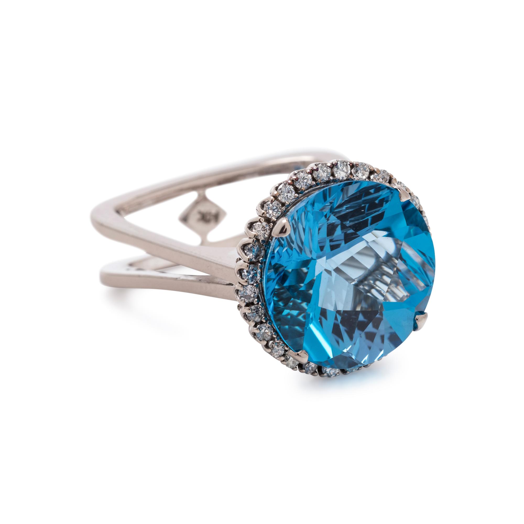 BLUE TOPAZ AND DIAMOND RING