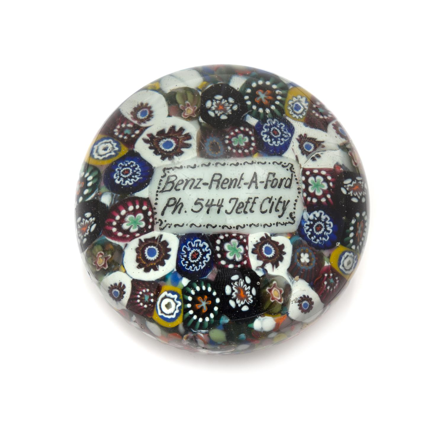 An Antique American Jeff City Paperweight Diameter 2 3/4 inches