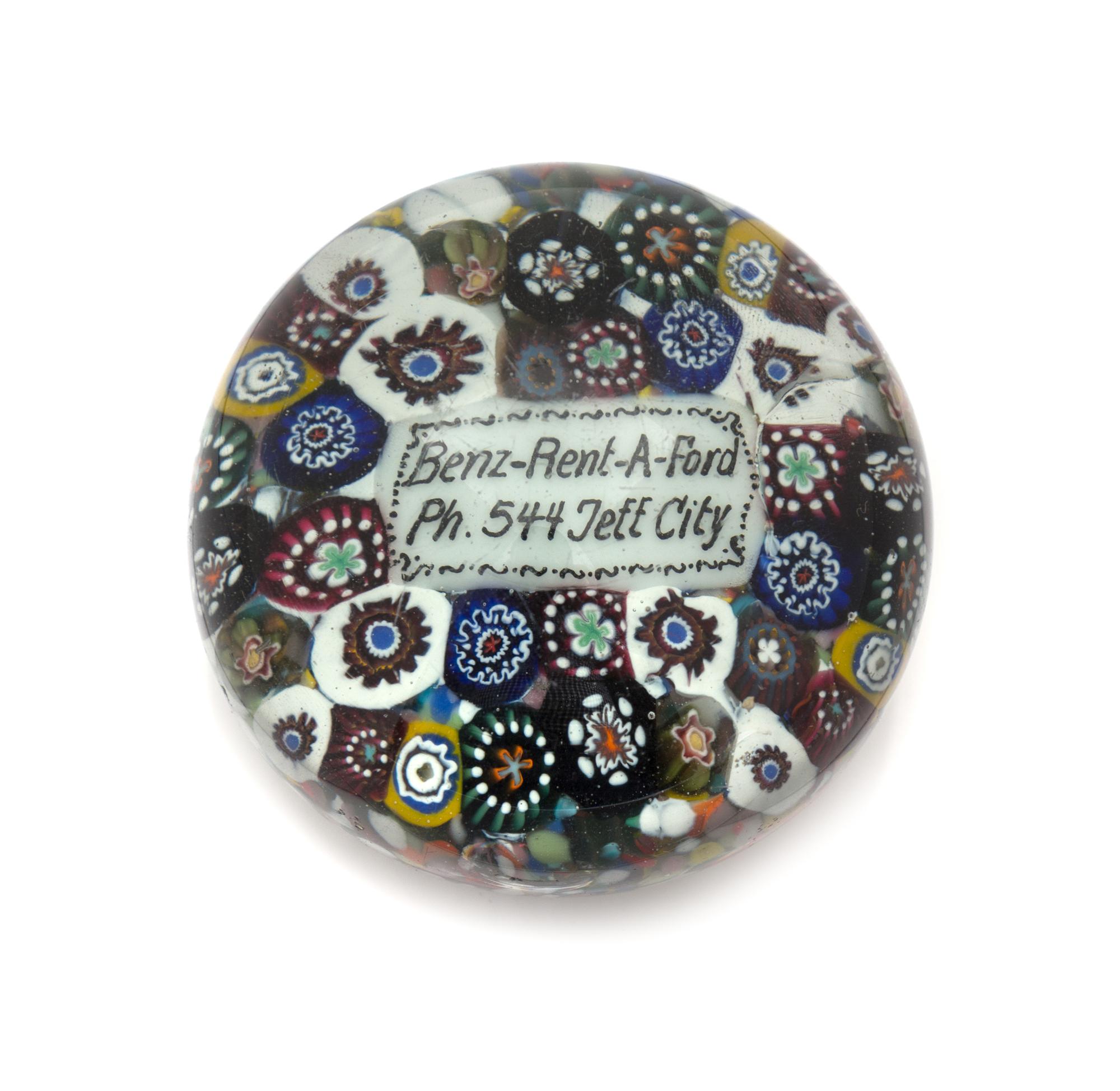 An Antique American Jeff City Paperweight Diameter 2 3/4 inches