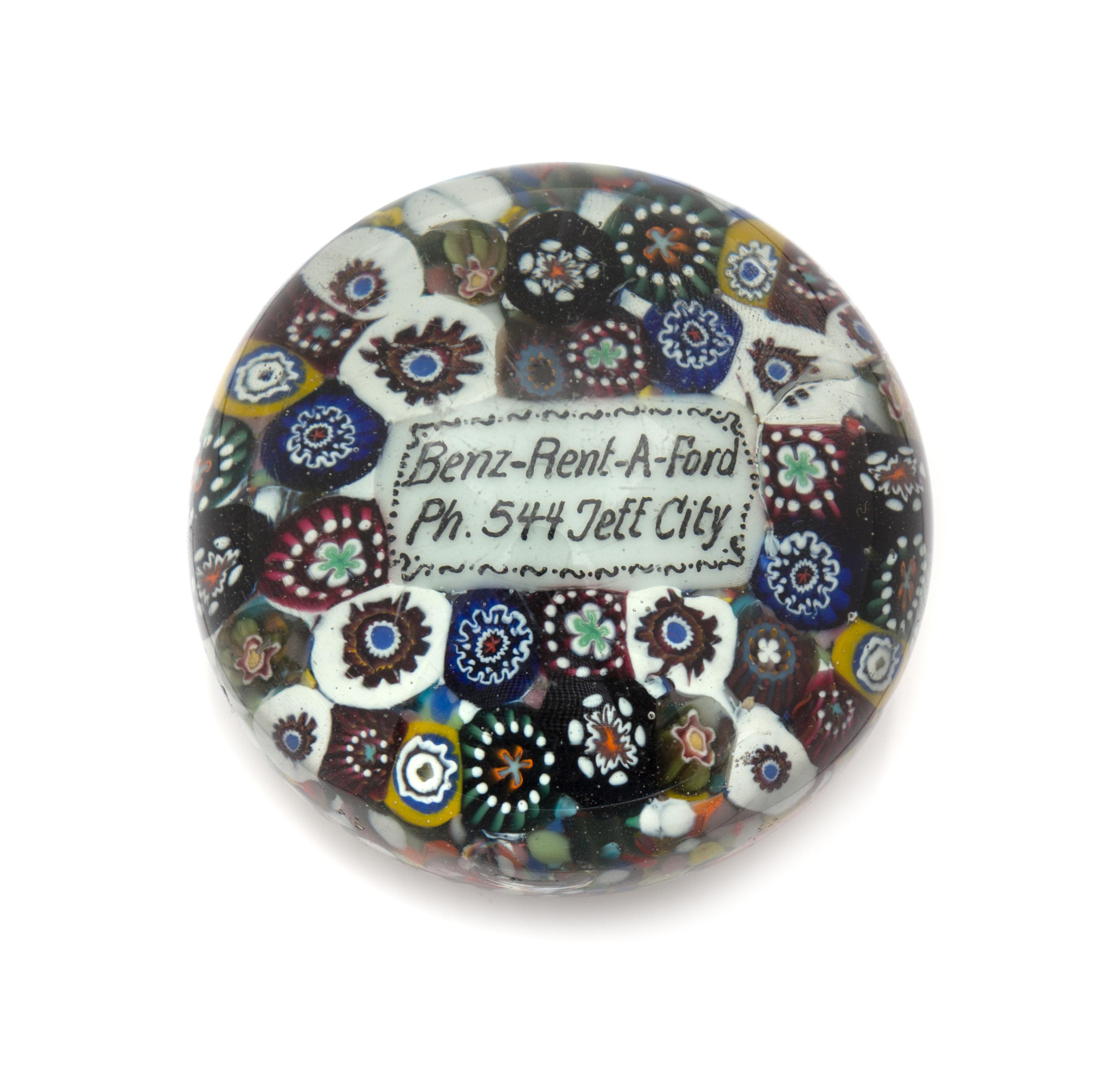 An Antique American Jeff City Paperweight Diameter 2 3/4 inches