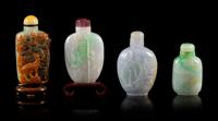 Four Jadeite Snuff Bottles Height of tallest 2 3/4 inches. — 20TH CENTURY