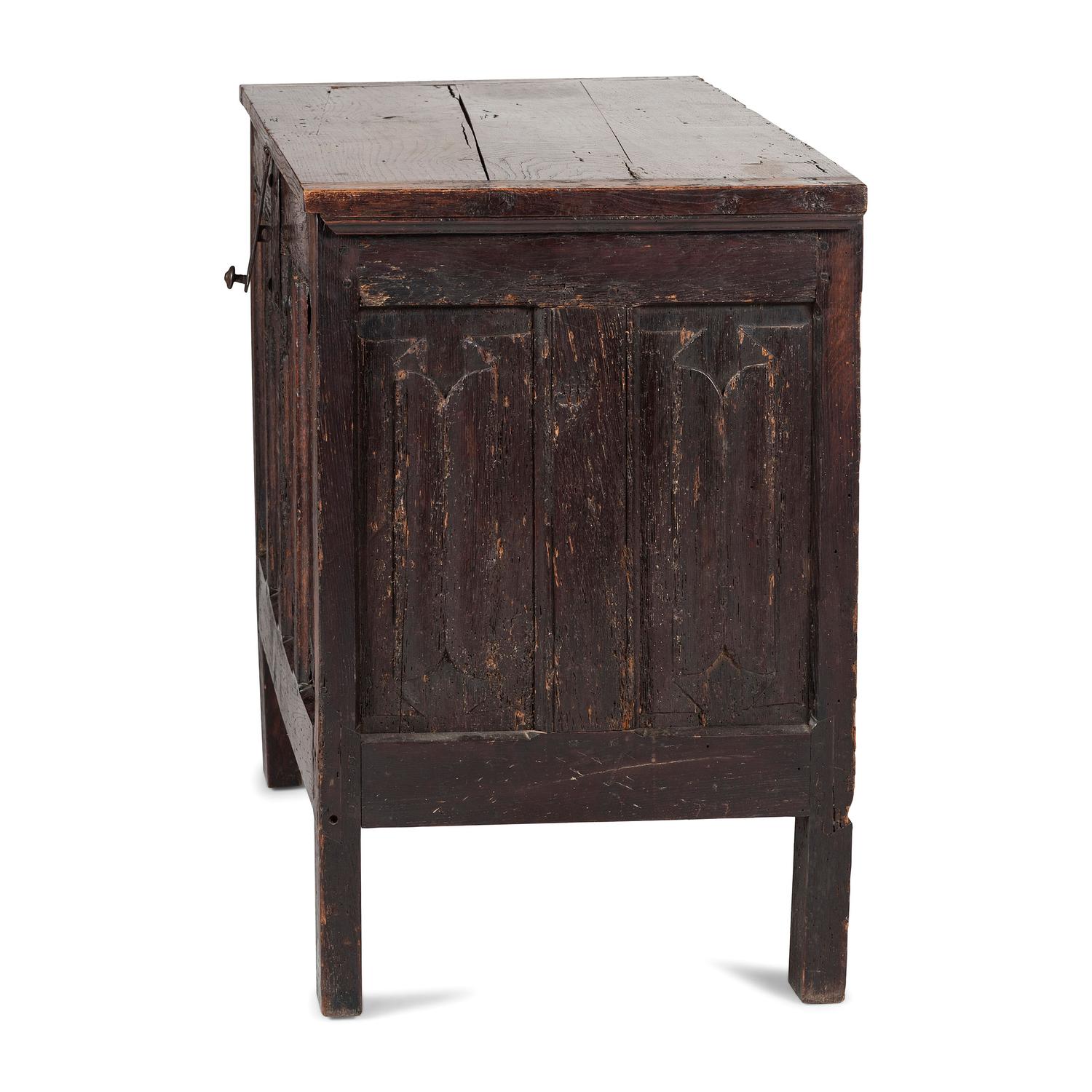 A Charles II Linenfold Carved Oak Blanket Chest