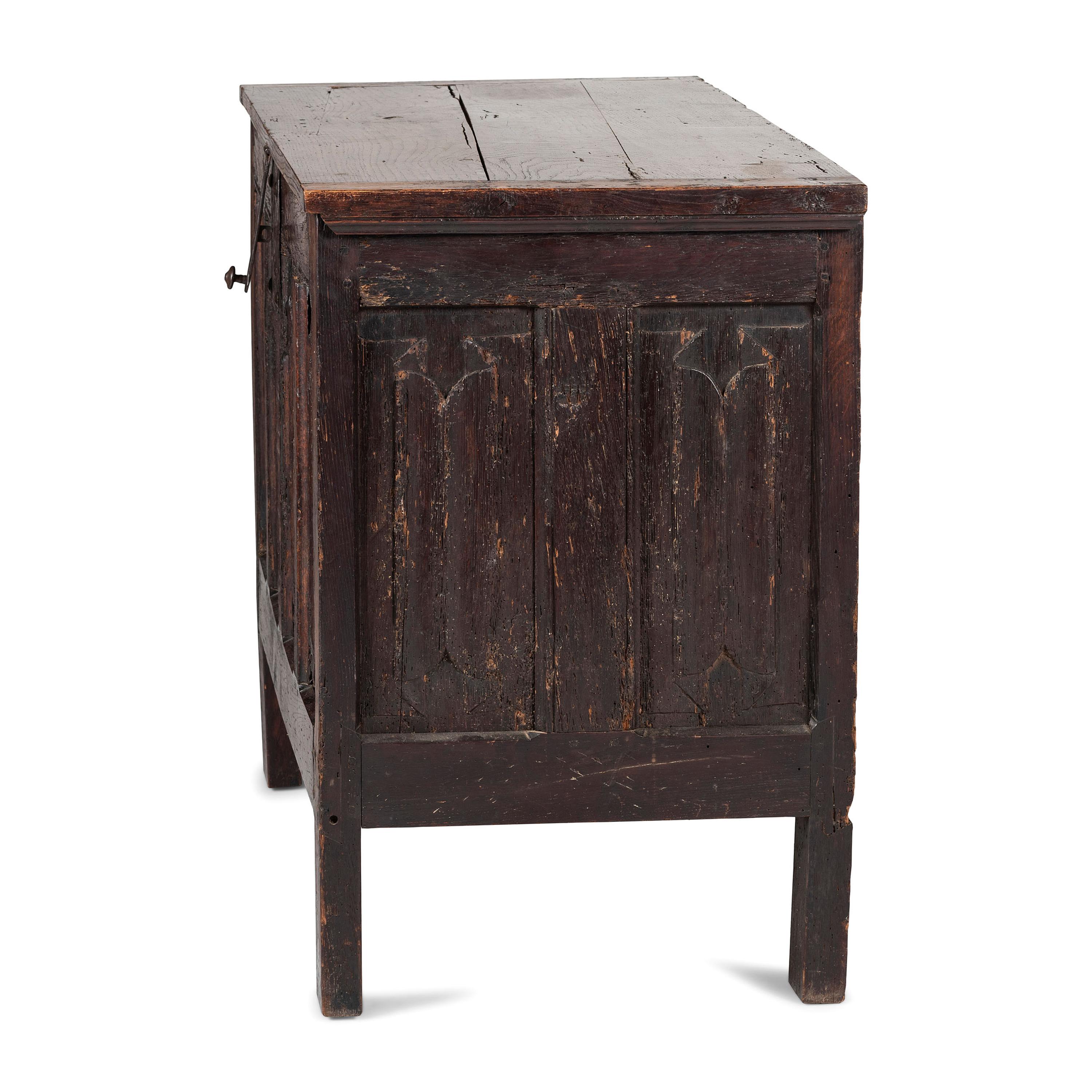A Charles II Linenfold Carved Oak Blanket Chest