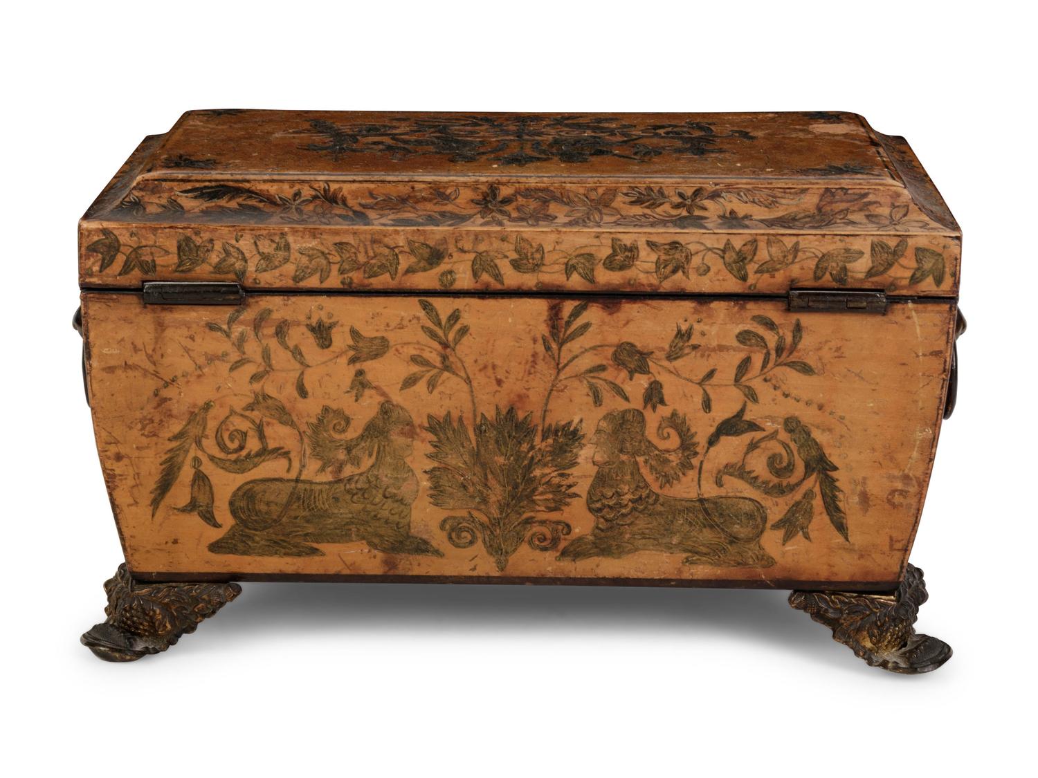 A George III Penwork Tea Caddy