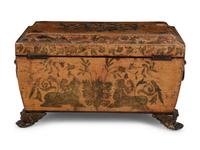 A George III Penwork Tea Caddy