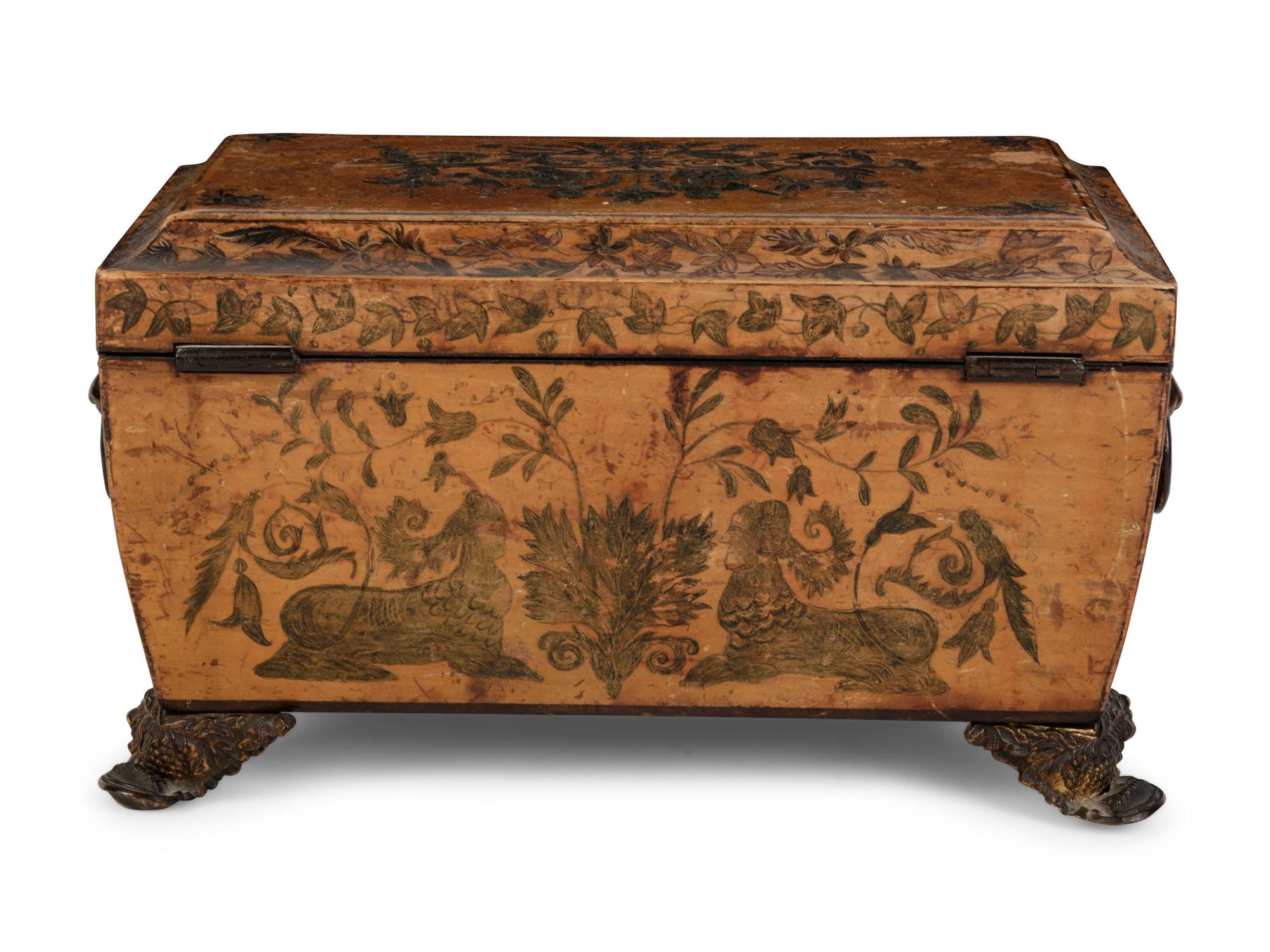 A George III Penwork Tea Caddy