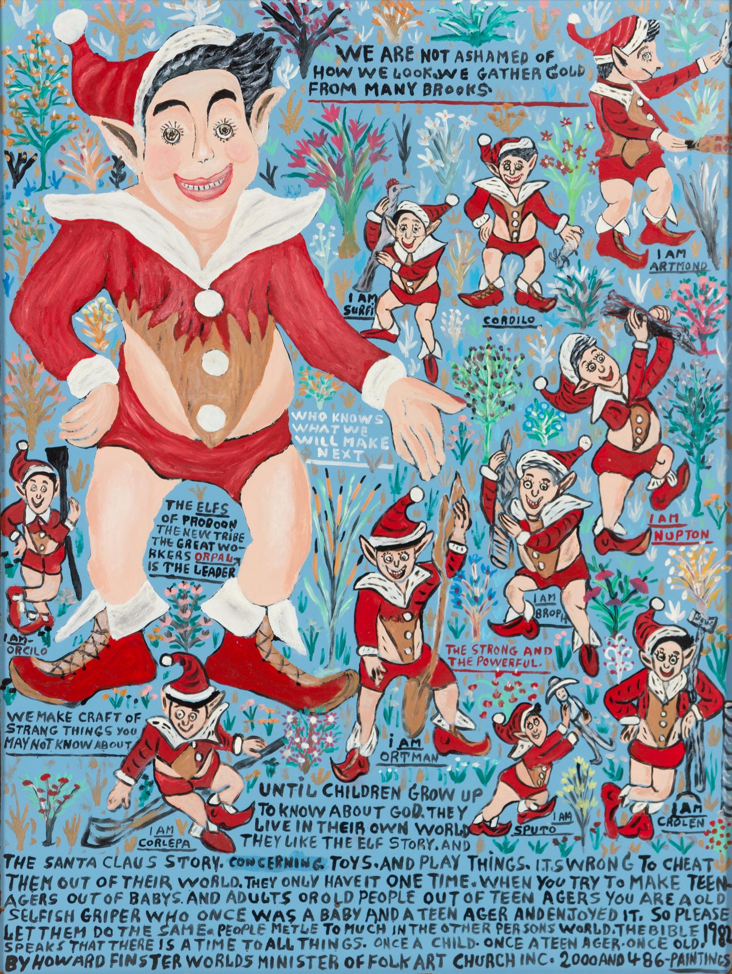 Reverend Howard Finster, (American, 1916-2001), The Elves of Prodoon, #2,486, 1982