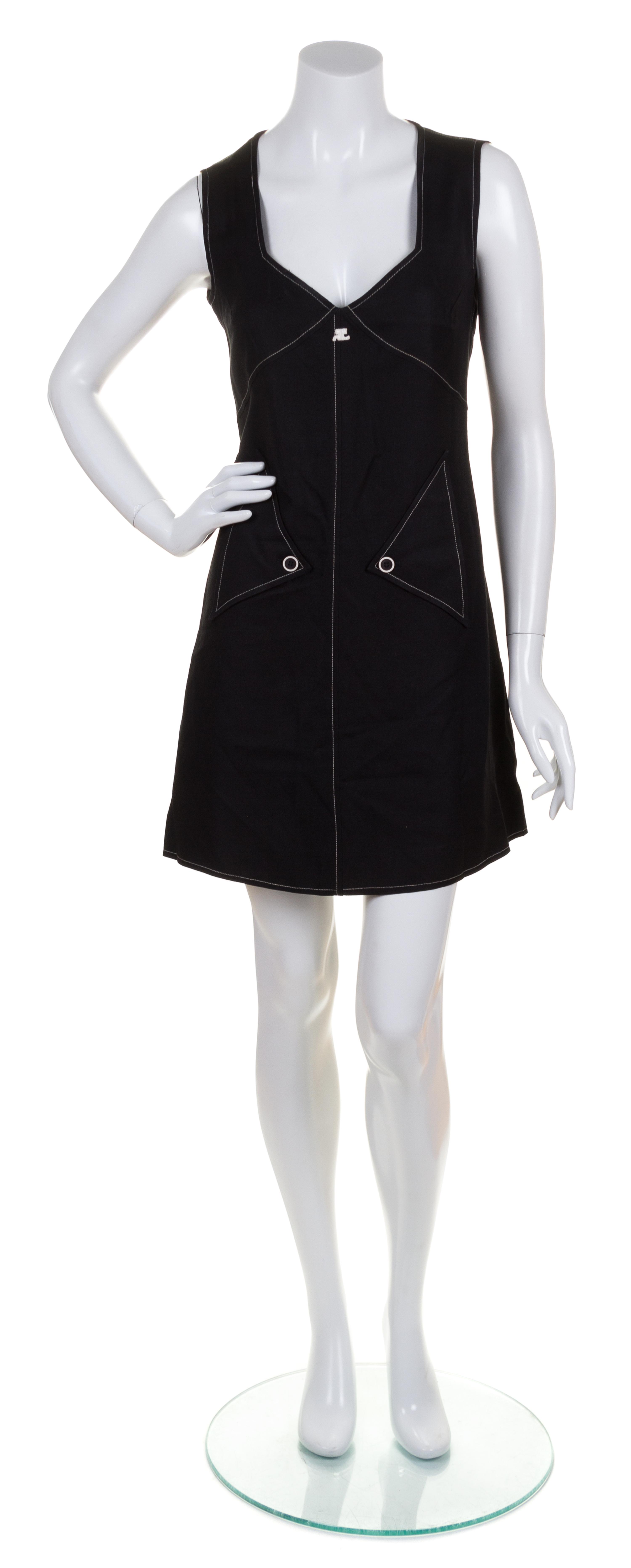 A Courreges Black Sleeveless Dress, Size 42.