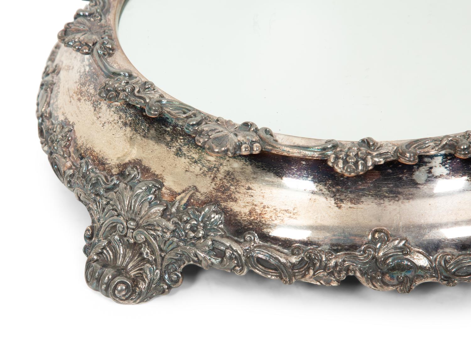 A Silver-Plate Mirrored Table Plateau