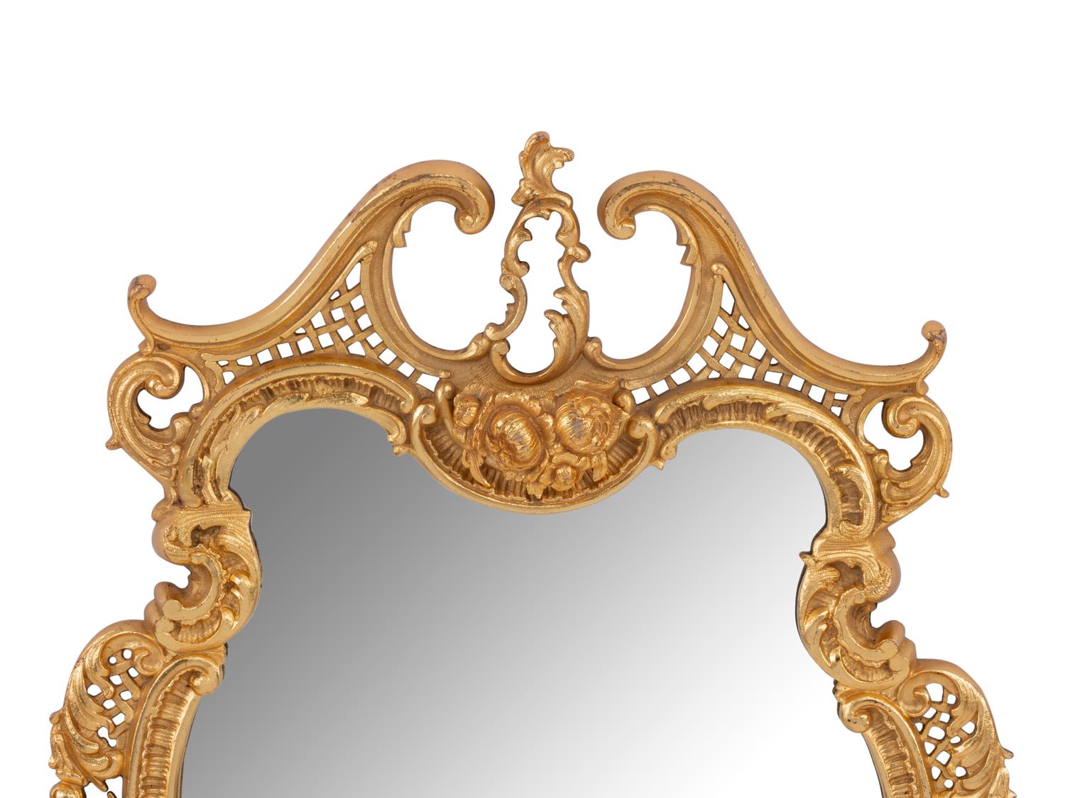 A Pair of Rococo Style Gilt Bronze Mirrors