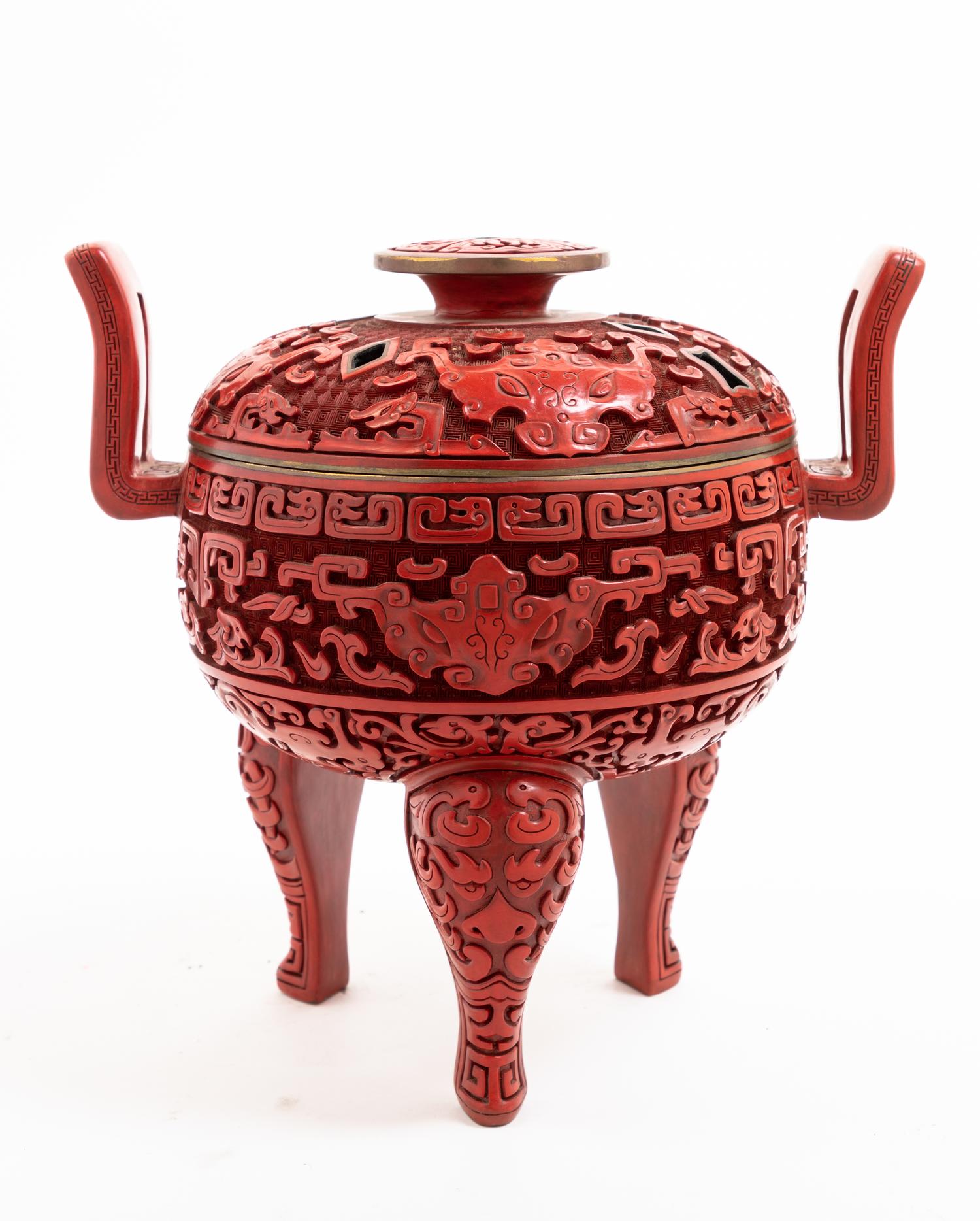 A Chinese Red Lacquer Censer