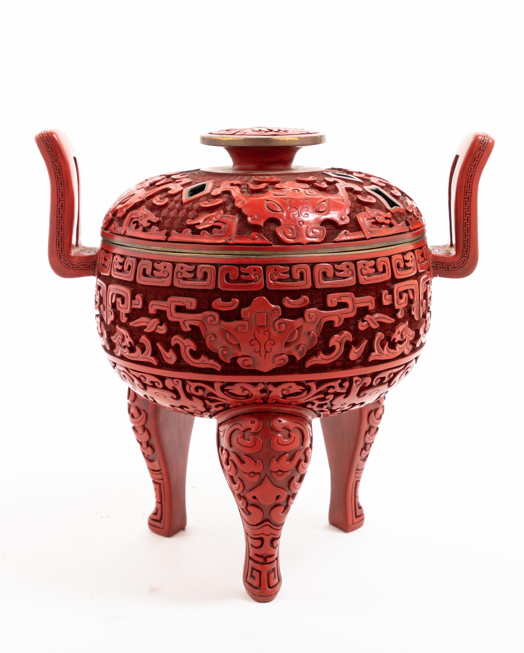 A Chinese Red Lacquer Censer