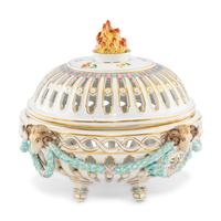 A Meissen Porcelain Covered Potpourri Dish
