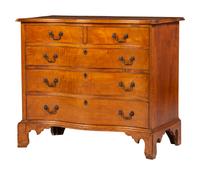 A Chippendale Style Tiger Maple Serpentine Chest of Drawers