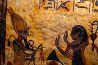 An Egyptian Painted Wood Round-Top Stele