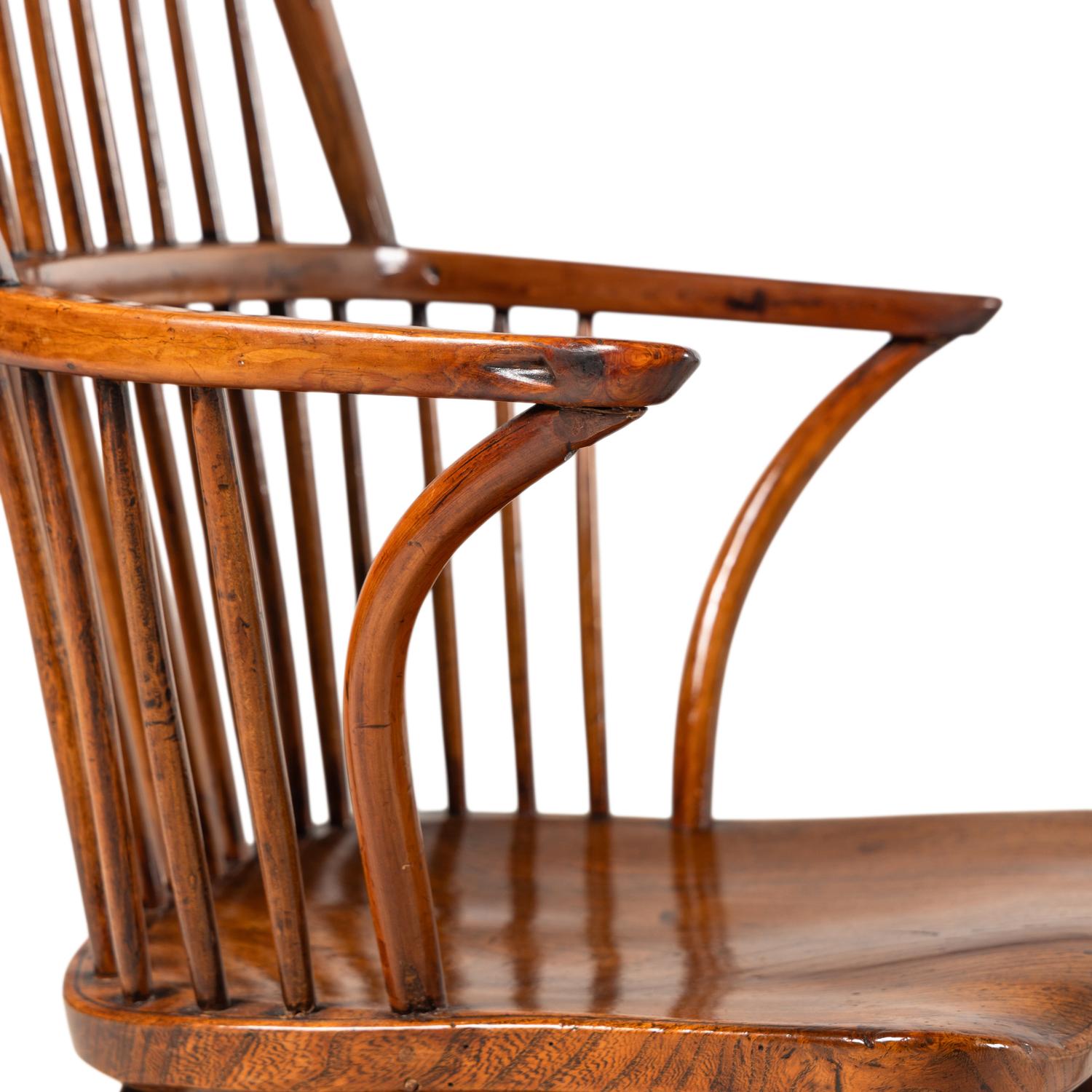 An Assembled Set of Seven Yew Wood Windsor Chairs