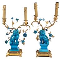 A Pair of French Napoleon III Bronze Two-Light Candelabras Height 19 inches. — 19TH CENTURY