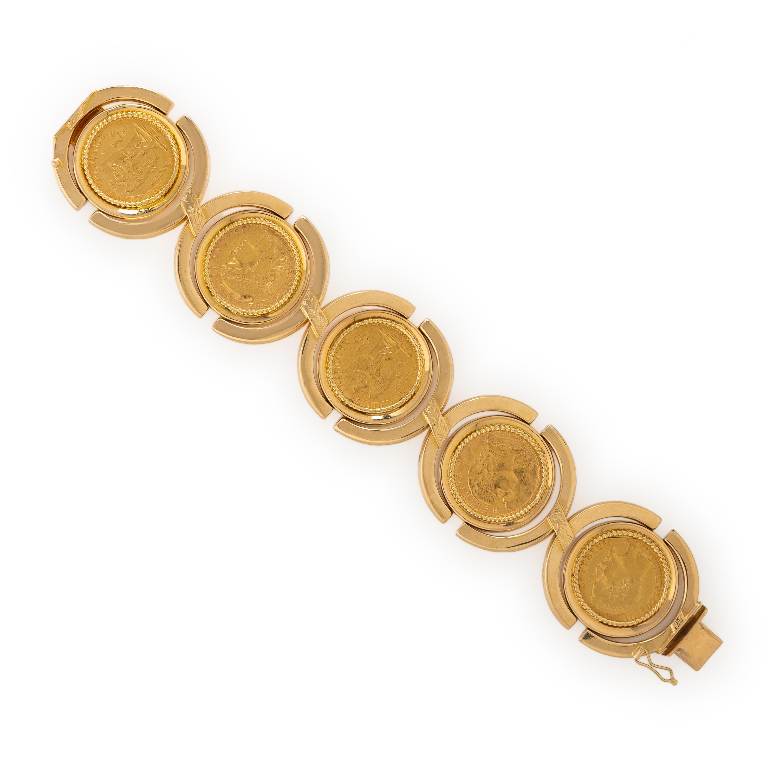 Yellow Gold Coin Bracelet