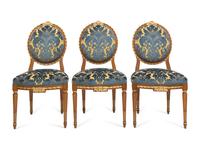 A Set of Three Italian Parcel Gilt Side Chairs