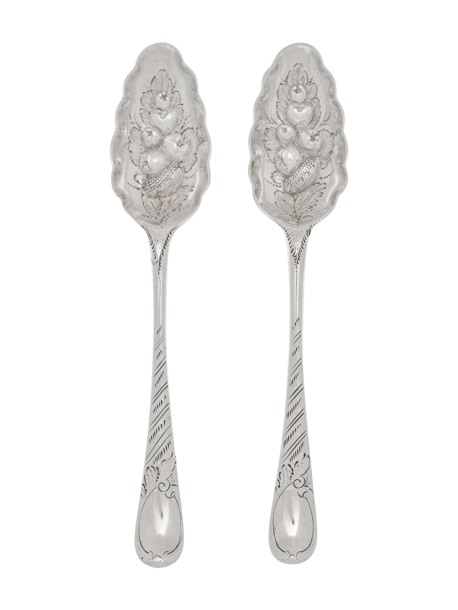 A Pair of George III Silver Berry Spoons