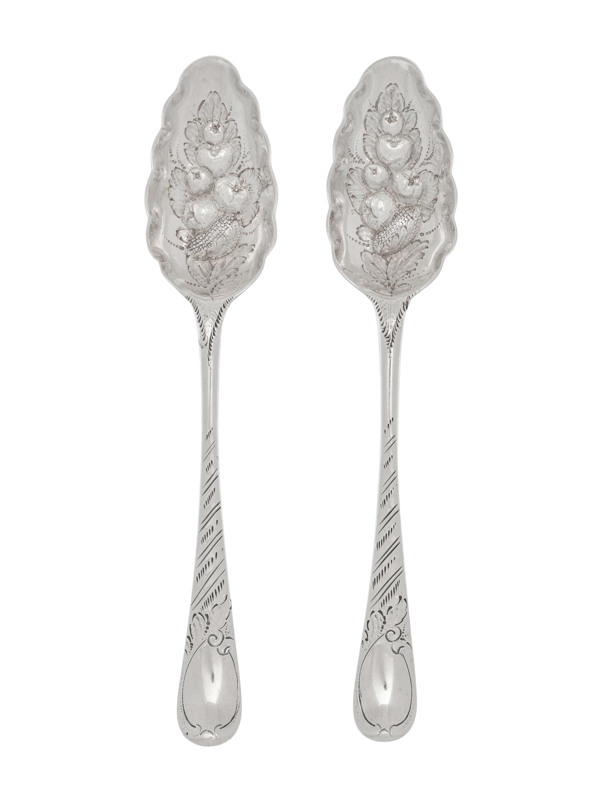 A Pair of George III Silver Berry Spoons
