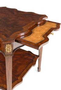 A Pair of Louis XVI Style Gilt Bronze Mounted Walnut Side Tables