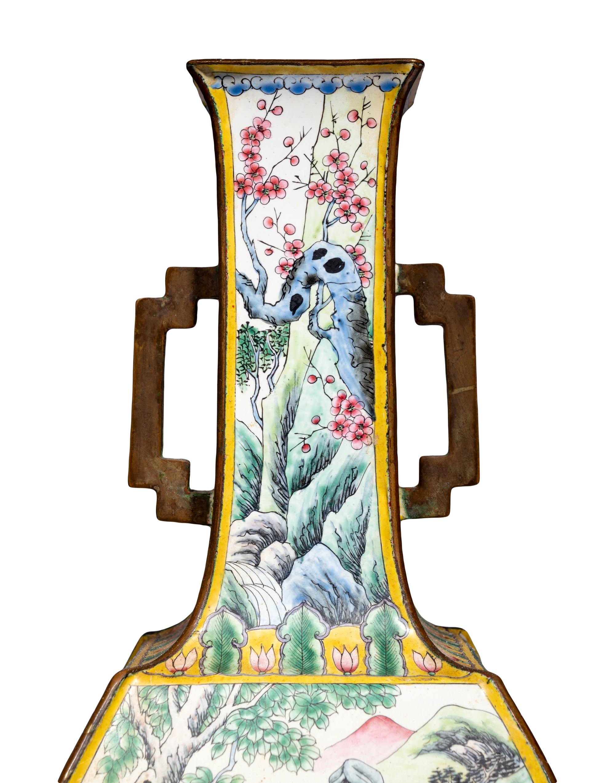 A Chinese Canton Enamel on Copper Vase