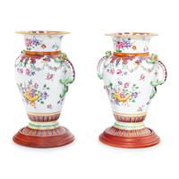 A Pair of Porcelain Urns with Dragon Handles