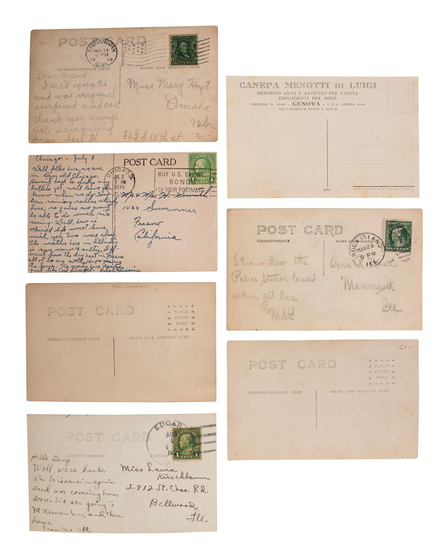 [EARLY PHOTOGRAPHY]. A group of 42 real photo postcards of cityscapes, town activities and disasters, parades, circuses, and fairs, highlighted by view of a child labor protest, an elephant parade, and bronco busting.