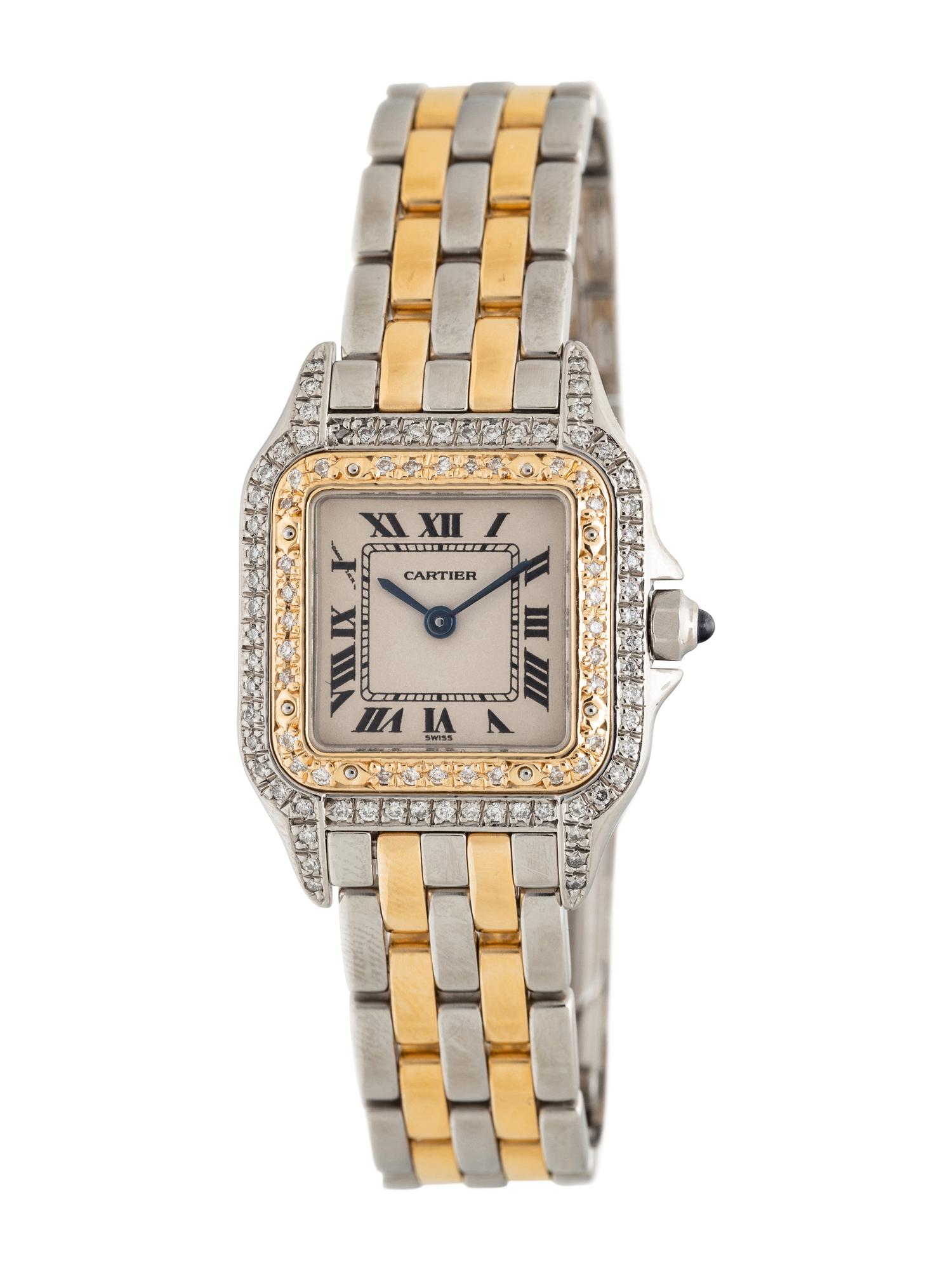 CARTIER, REF. 1120 STAINLESS STEEL AND 18K YELLOW GOLD AND DIAMOND 'PANTHÈRE' WATCH