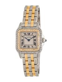 CARTIER, REF. 1120 STAINLESS STEEL AND 18K YELLOW GOLD AND DIAMOND 'PANTHÈRE' WATCH