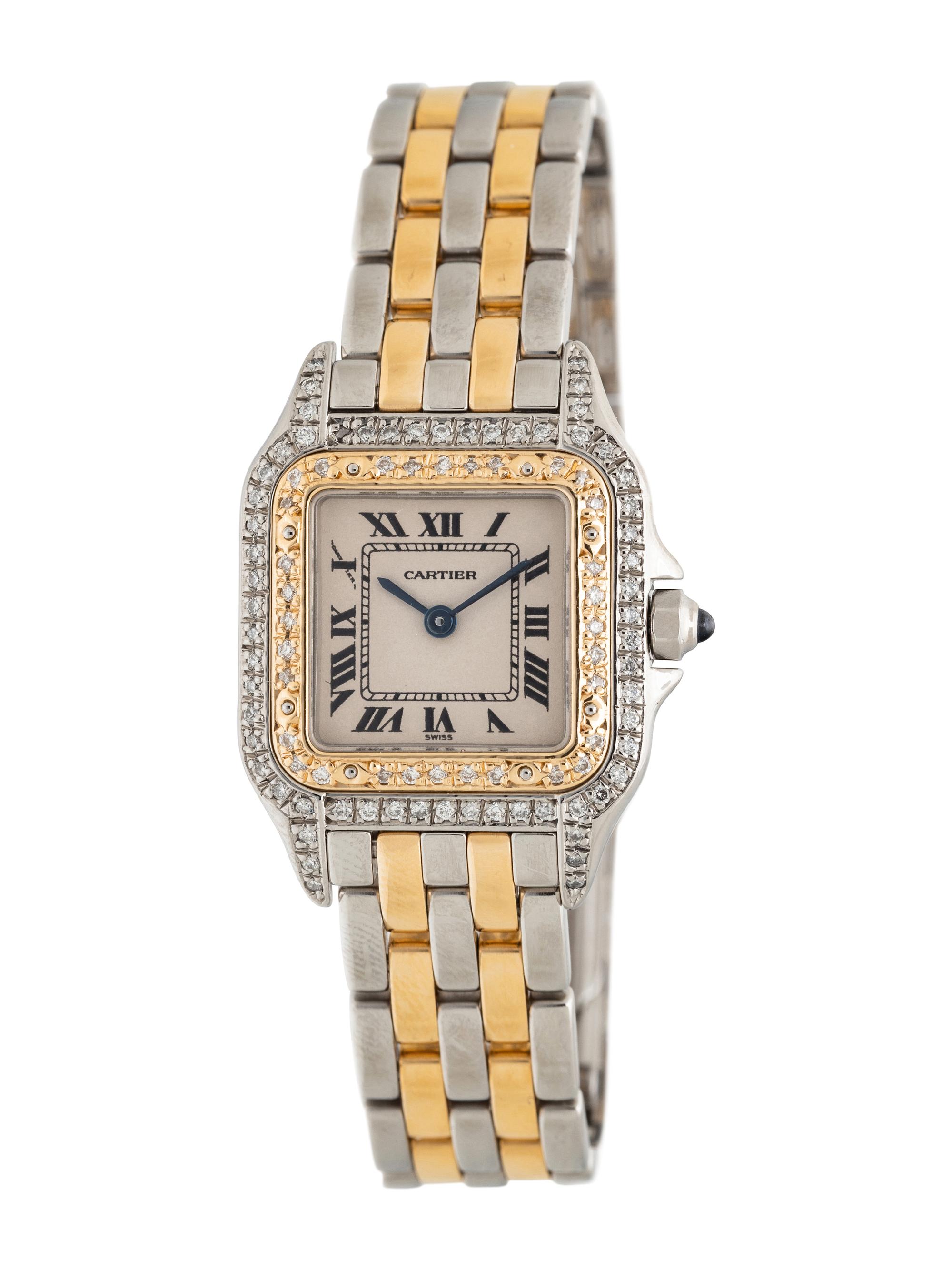 CARTIER, REF. 1120 STAINLESS STEEL AND 18K YELLOW GOLD AND DIAMOND 'PANTHÈRE' WATCH