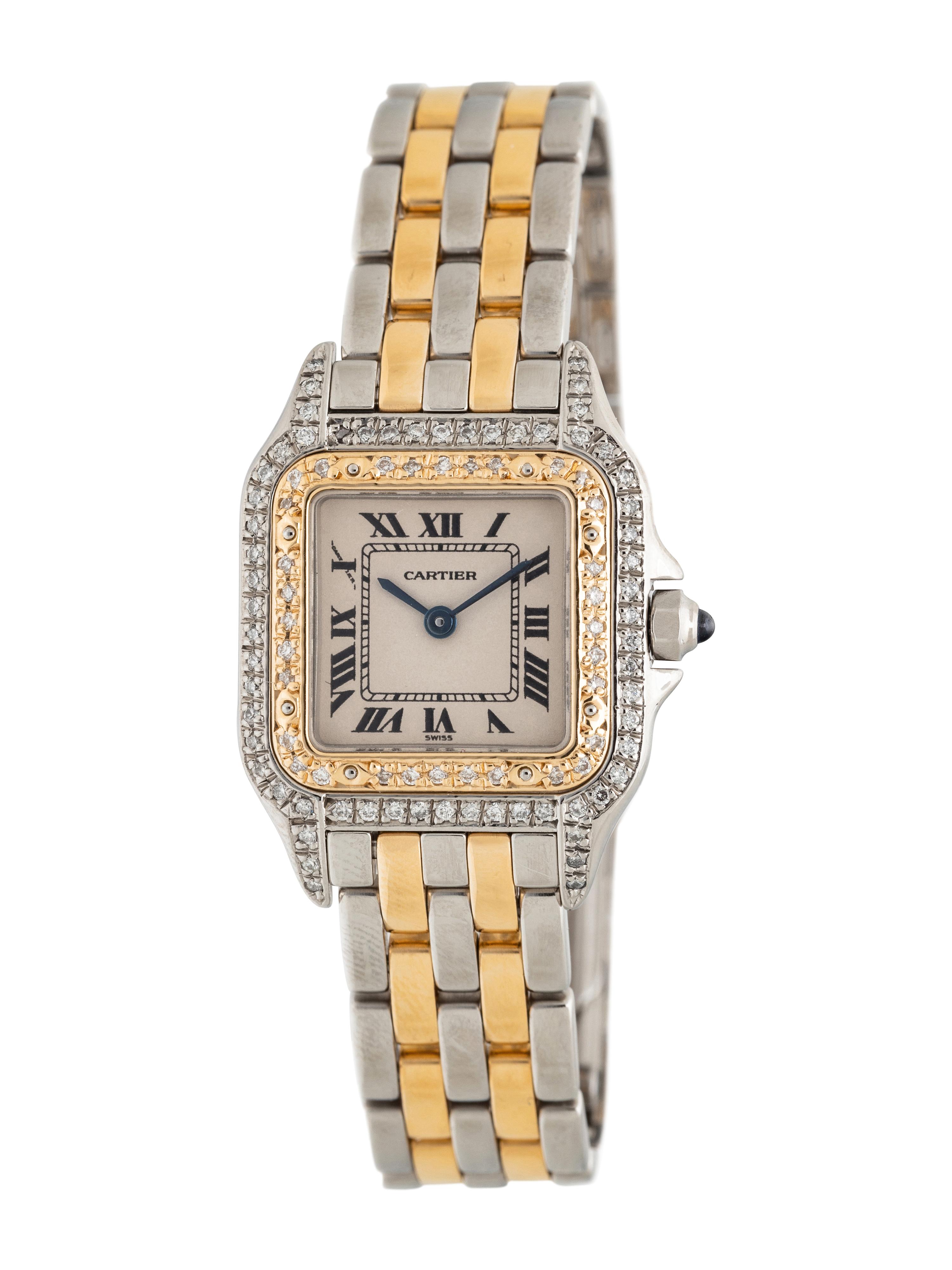 CARTIER, REF. 1120 STAINLESS STEEL AND 18K YELLOW GOLD AND DIAMOND 'PANTHÈRE' WATCH