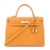 An Hermes Brick Calf Box Leather Sellier 32cm Kelly Handbag, 12.5" x 5" x 9.5"; Handle drop: 4".