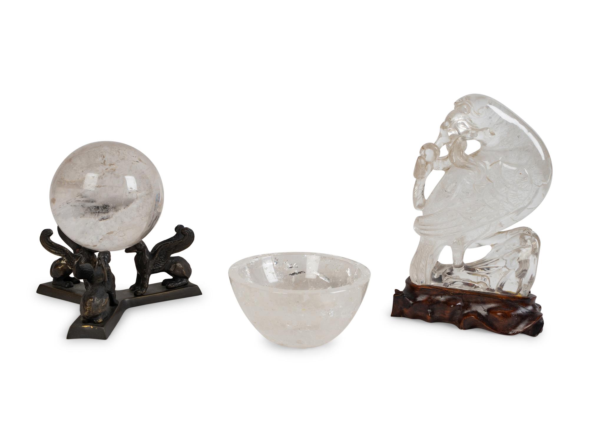 A Group of Three Rock Crystal Desk Objects — 19TH/20TH CENTURY