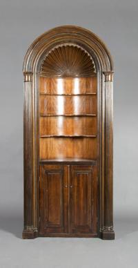 An English Neoclassical Corner Cupboard, Height 93 3/4 x width 40 1/2 inches.