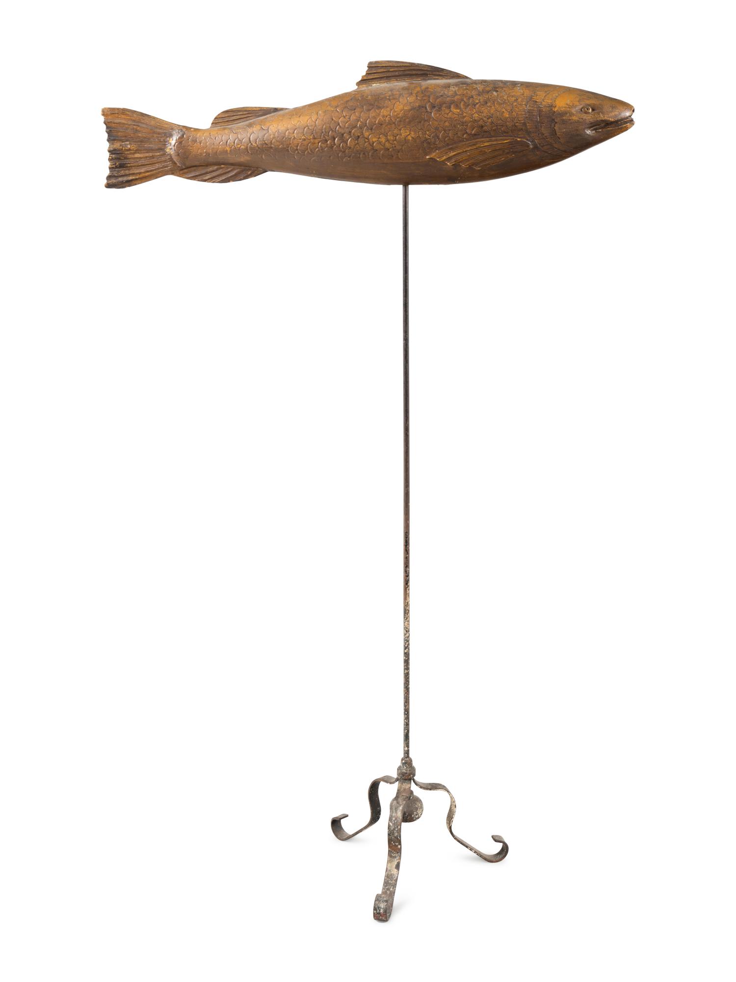 A Carved and Gilt Wood Fish Weathervane
