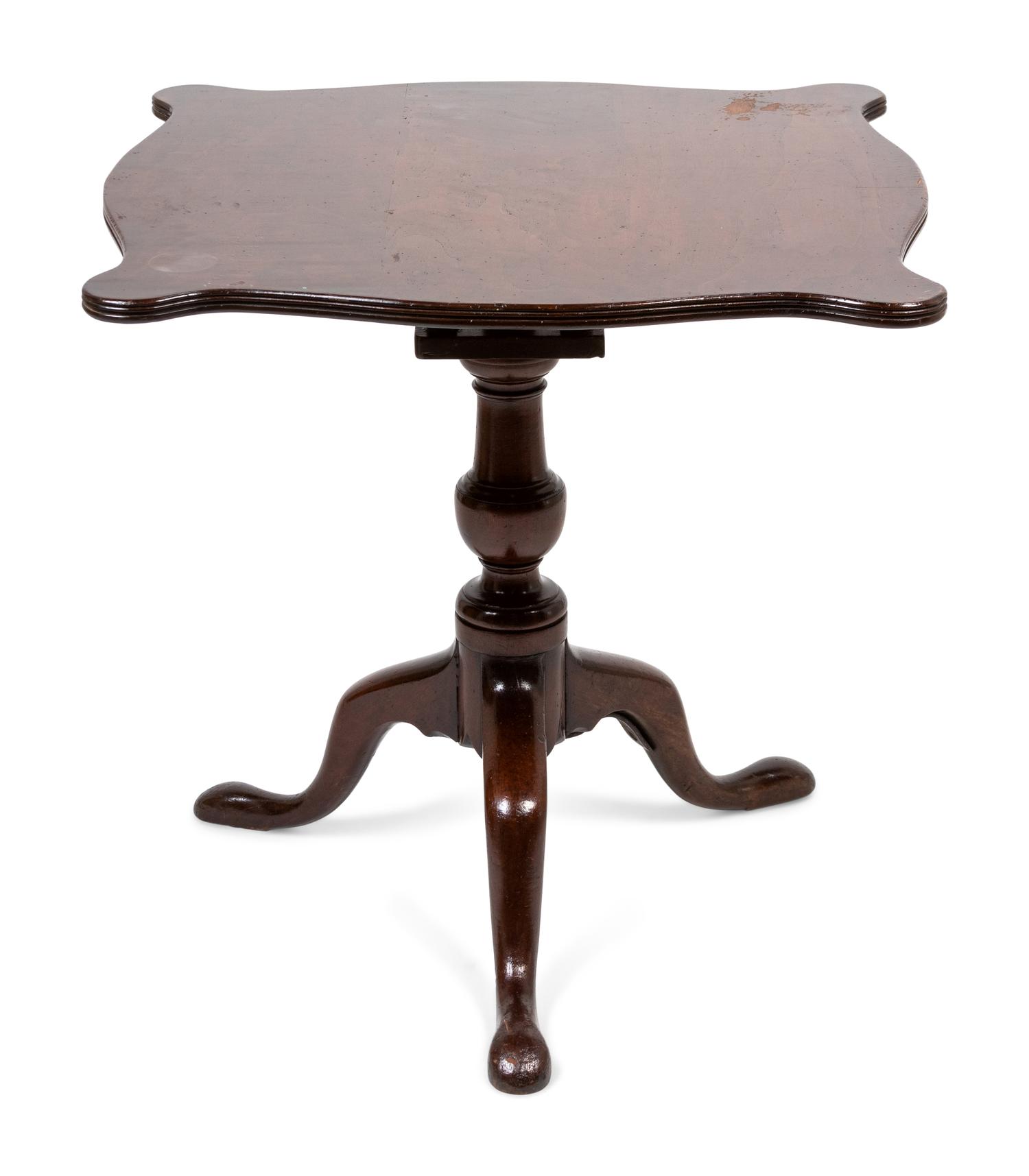 A George III Mahogany Handkerchief Tilt-Top Birdcage Action Tea Table