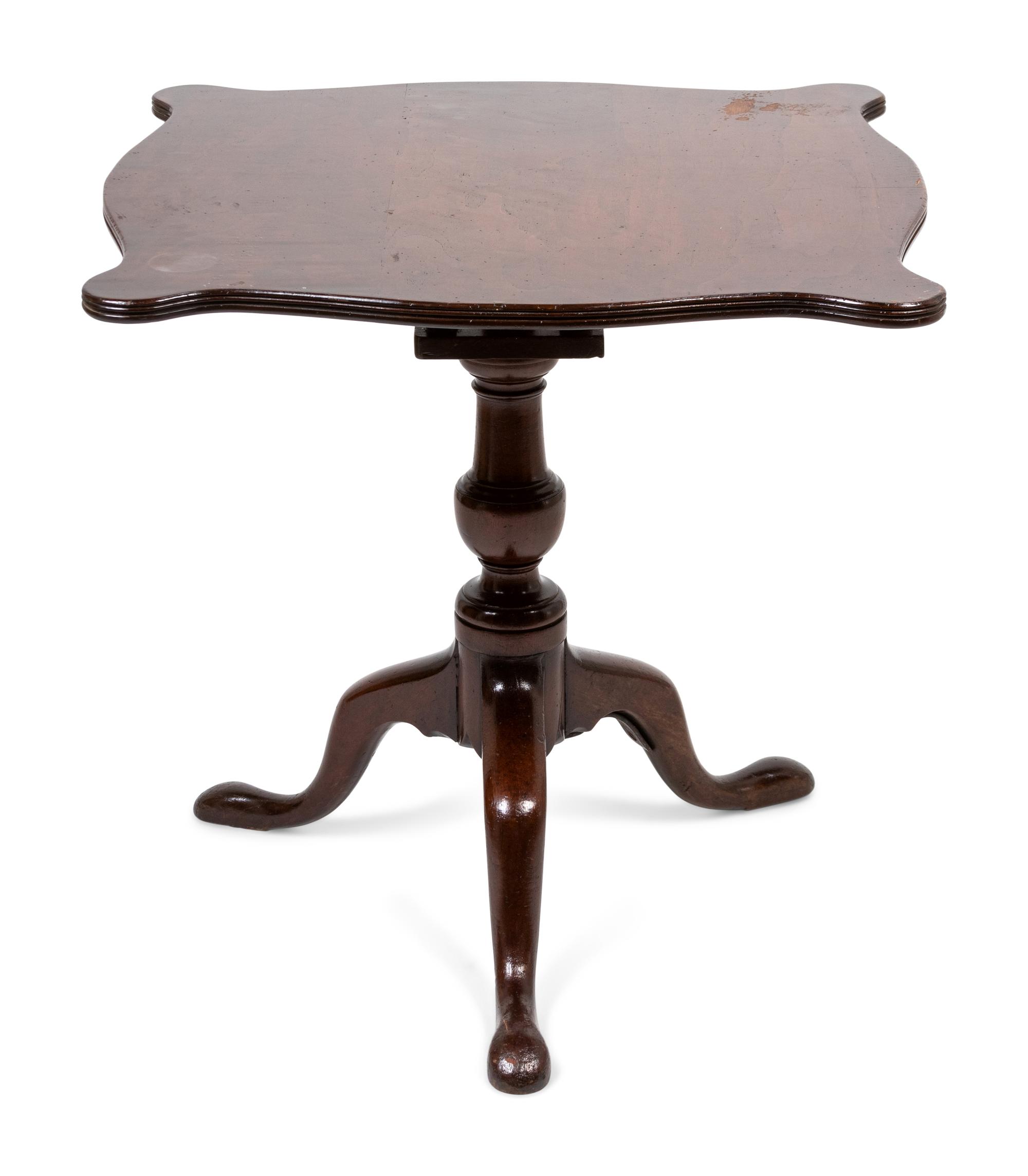 A George III Mahogany Handkerchief Tilt-Top Birdcage Action Tea Table