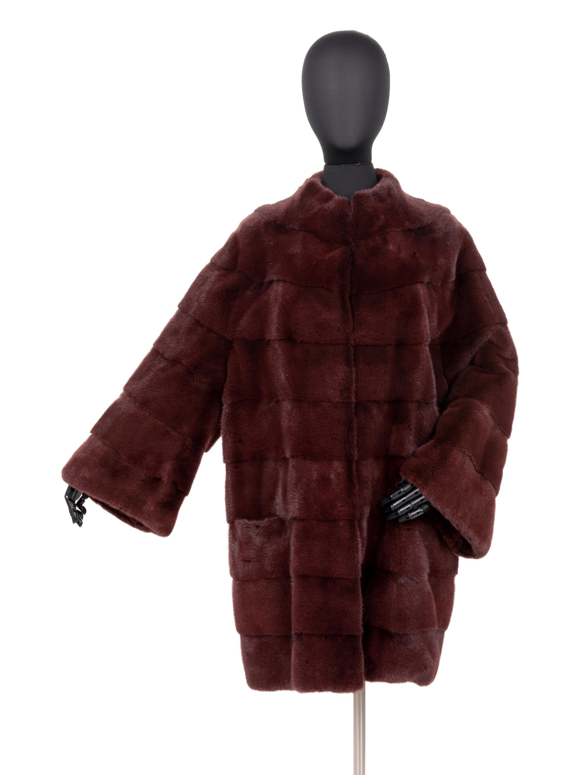 Ralph Rucci Wine-Dyed Mink Fur Coat