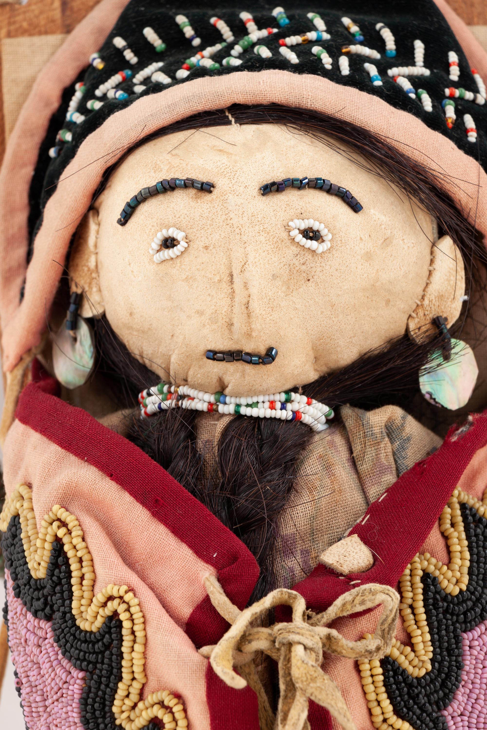 Beaded Doll Cradle, with Doll