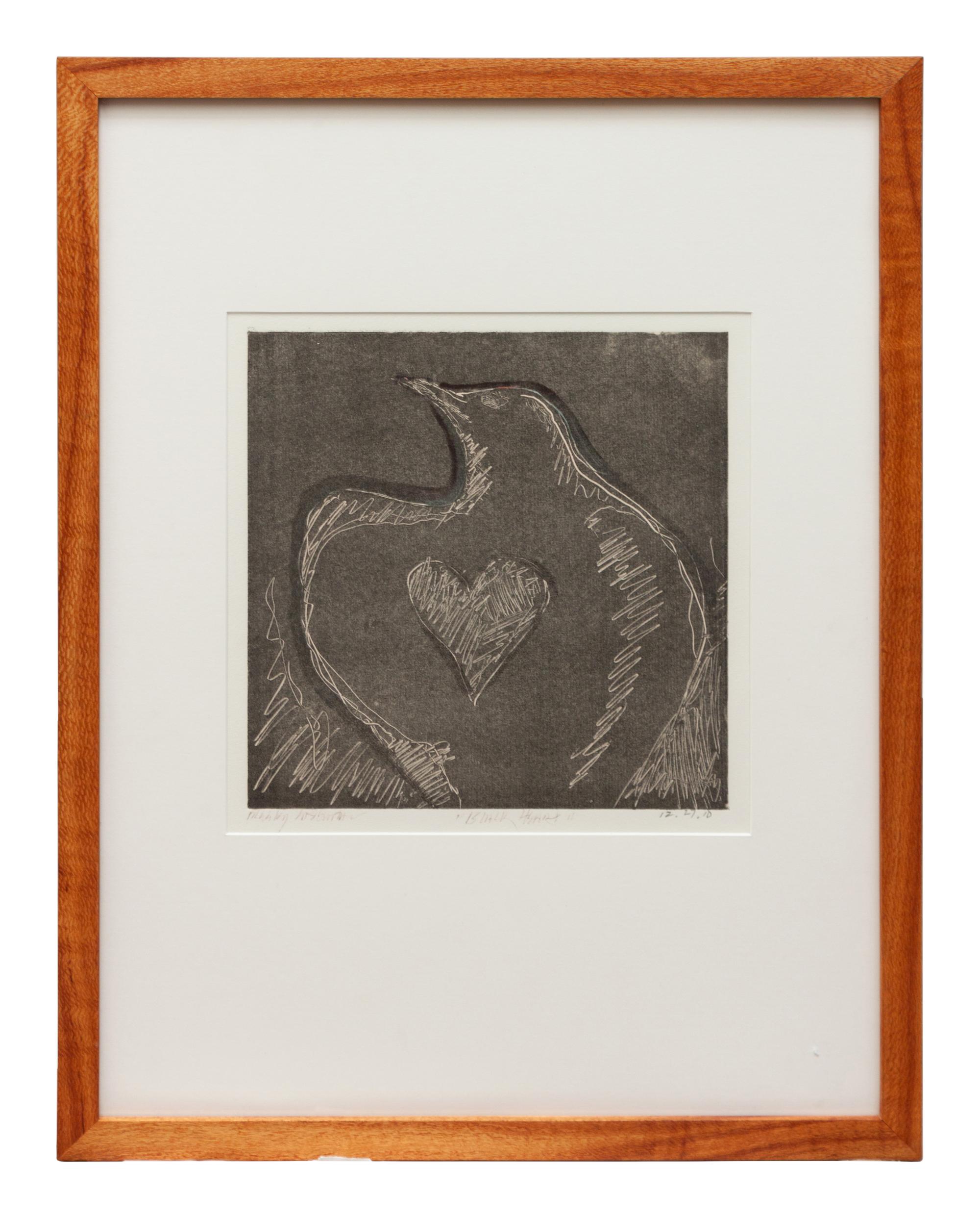 Three Works: Full Moon Owl, 2011; Father's Feather, 2010; Black Heart , 2010
